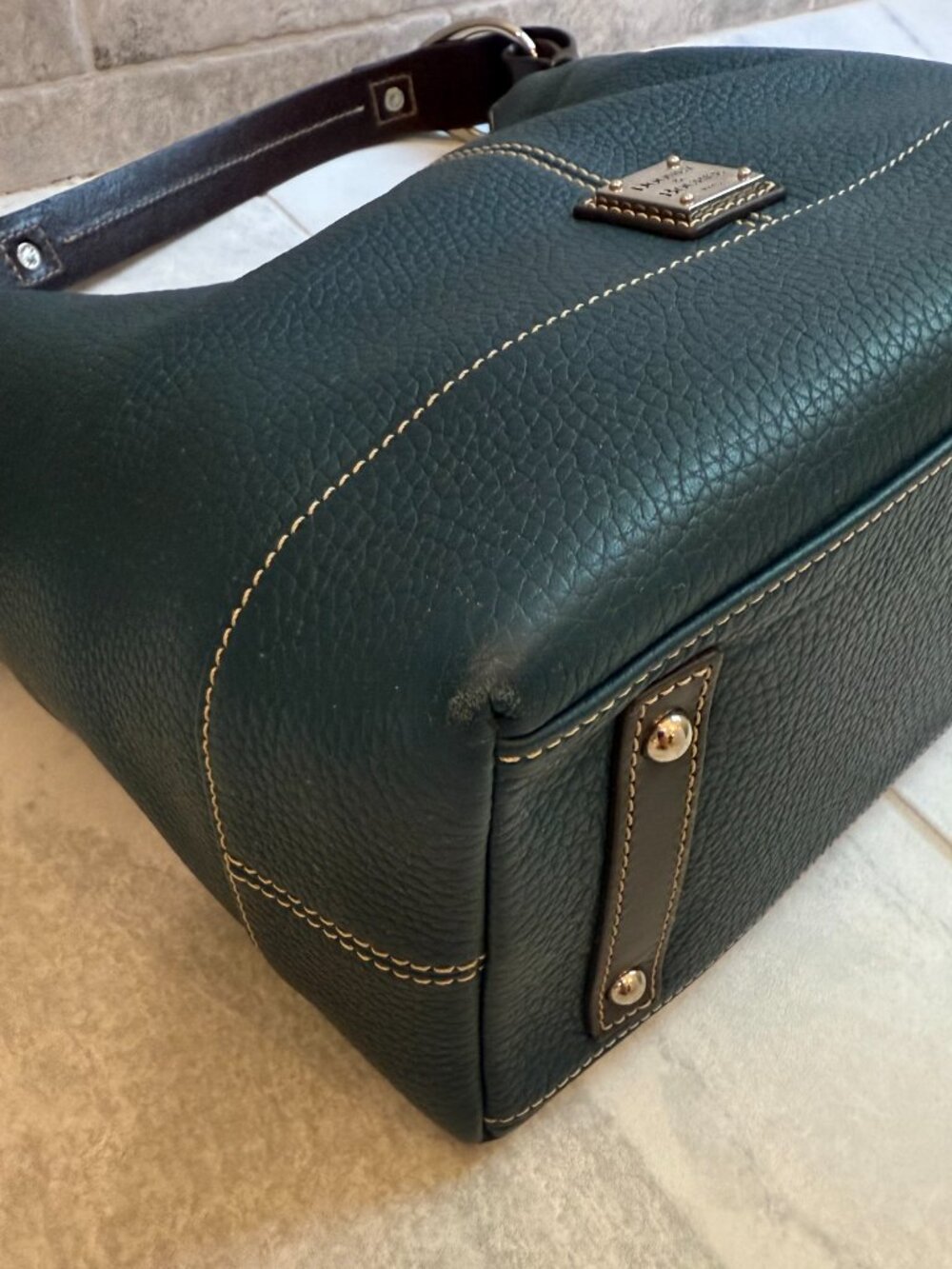 Dooney & Bourke Teal Pebbled Leather Gracie Shoulder Bag - Picture 6 of 7